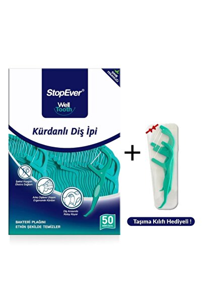 StopEver Well Tooth Kürdanlı Diş Ipi - Nane Ferahlığı - 6x50 Adet - Taşıma Kılıflı