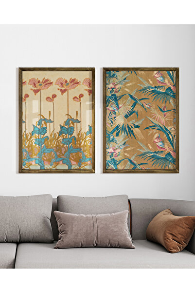 Vetro Design Set de pictură înrămată cu flori și texturi tropicale