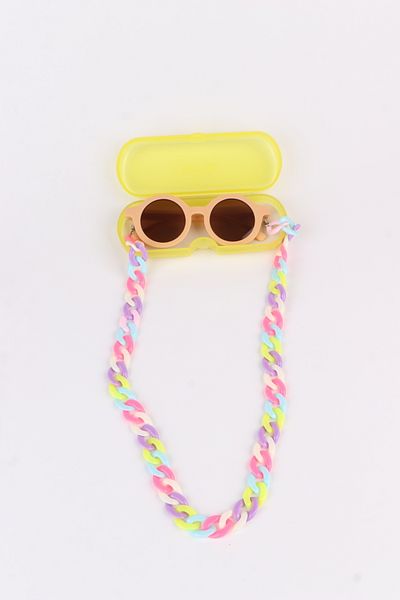 MACERATİ 0-8 Years Old Cool Child Set of 3 Sunglasses, Glasses Case and Glasses Chain