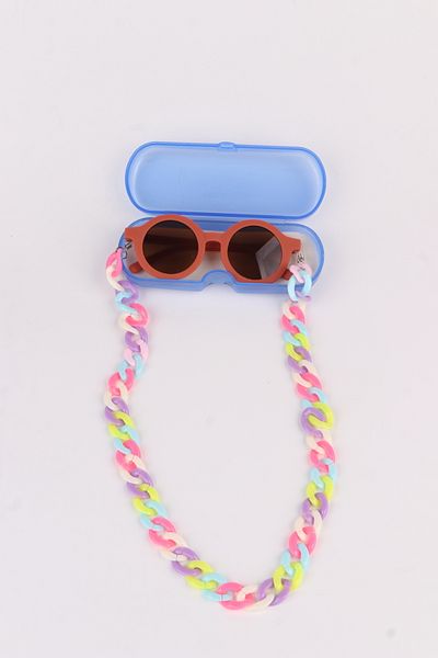 MACERATİ 0-8 Years Old Cool Child Set of 3 Sunglasses, Glasses Case and Glasses Chain