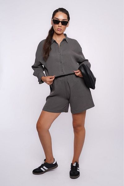 Seeh Smoked Basic Muslin Shorts Shirt Set Sh230