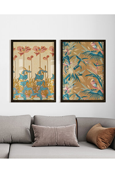 Vetro Design Σετ ζωγραφικής με κορνίζα με λουλούδια και τροπικές υφές