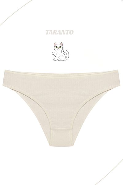 MİSTİRİK Slip din bumbac elastic cu nervuri model Taranto Culoare Ecru
