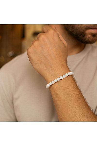 Safnaturel Igsl Certified Moonstone 8 mm Natural Stone Bracelet