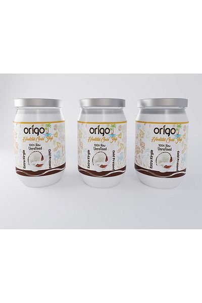 Origo 990ml Coconut Oil 3 Pieces X 330ml | |   Glass Jar | |   Food Grade | |   Cold Press