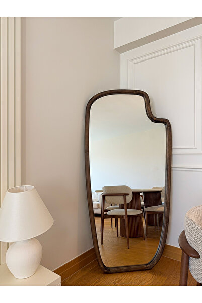EFFE YAPI DEKOR DOĞAL AHŞAP ÇERÇEVELİ 180X100 CM ( CEVİZ ) AYAKLI BOY AYNASI