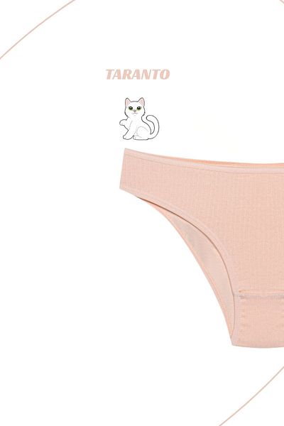 MİSTİRİK Taranto Model High Waist Ribbed Flexible Cotton Slip Panties Skin Color