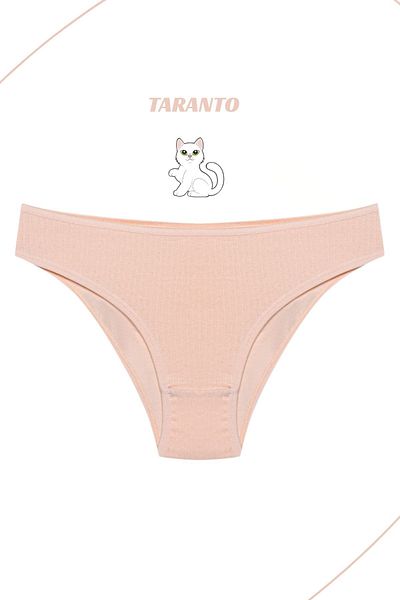 MİSTİRİK Taranto Model High Waist Ribbed Flexible Cotton Slip Panties Skin Color