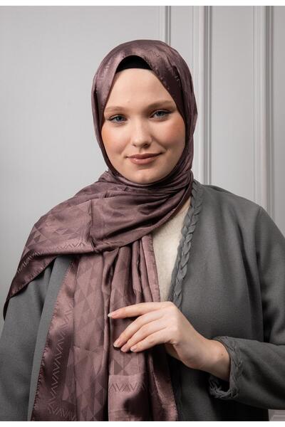 MODA Triangle Pattern Shiny Jacquard Shawl Brown