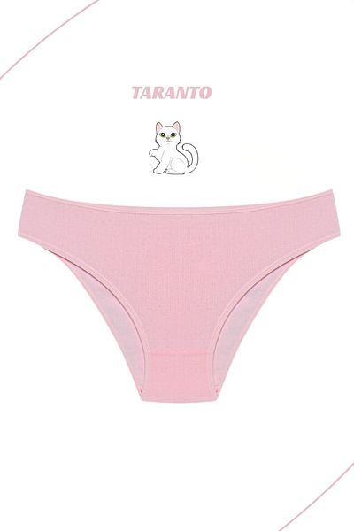 MİSTİRİK Taranto Model High Waist Ribbed Flexible Cotton Slip Panties Light Pink Color