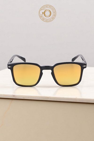 Eyesofia Zee Unisex Luxury Glass Black Smoked Yellow Sunglasses