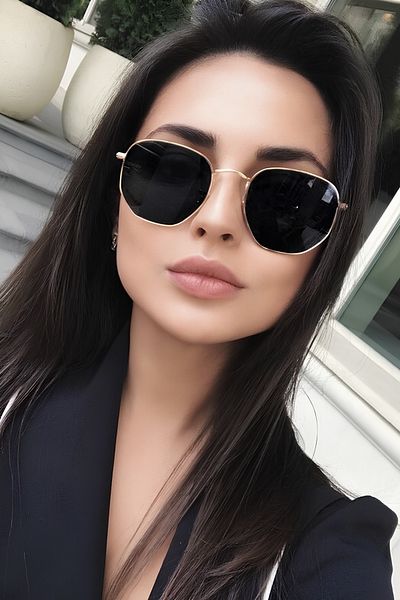 Eyesofia Valery Gold Black Metal Pentagonal Unisex Sunglasses