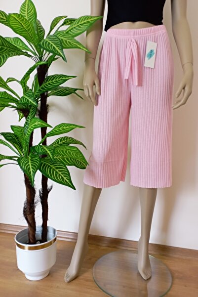 VİP BERA TEKSTİL Kadın Fitilli Çizgili Penye Raporlu Bermuda