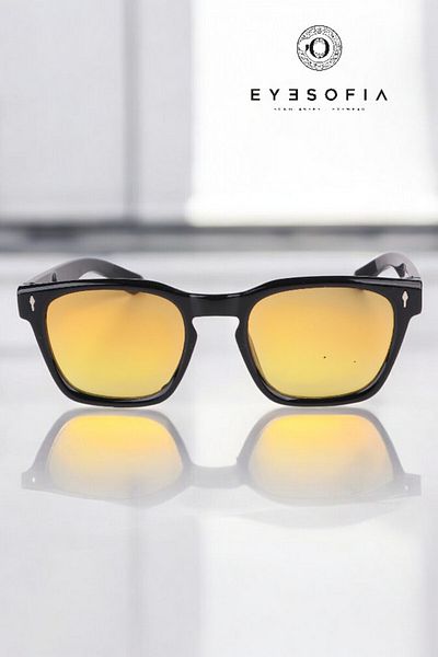 Eyesofia Bree Unisex Luxury Glass Black Smoked Orange Sunglasses