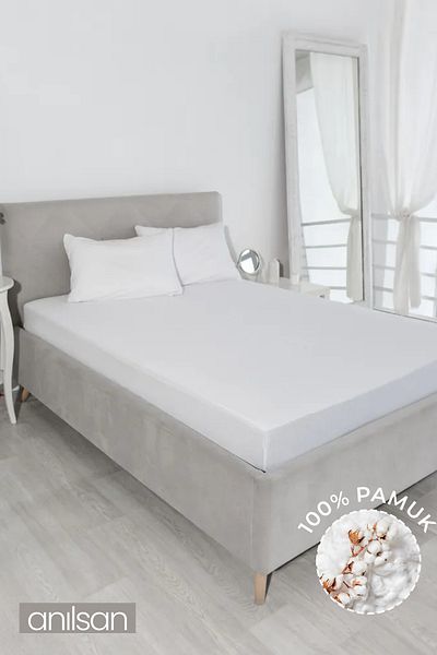 Anılsan Plain White Single Fitted Sheet 100% Cotton, 83 Wires