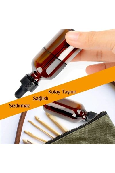 makrobay Amber dropper siyah damlalık kapaklı cam şişe 100 ml 5 adet