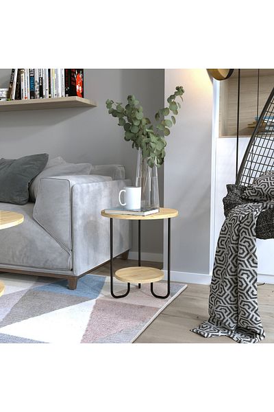 Mourah Home Corro Modern Side End Table Oak Multipurpose