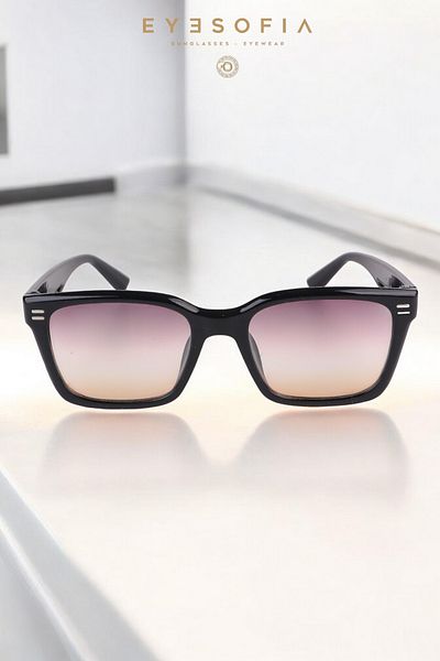 Eyesofia Cura Unisex Luxury Glass Black Smoked Sunglasses