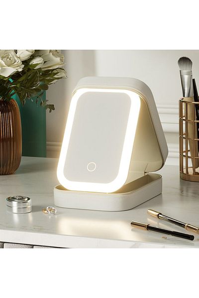 miraza Cosmetic Organizer Bag with LED Mirror, Touch, Rechargeable, Perfect Gift