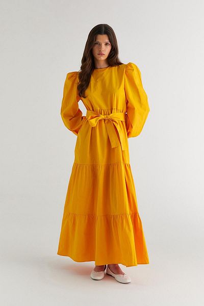 MARKALİSTE Φόρεμα Heidi Apricot με μανίκια με μπαλόνι