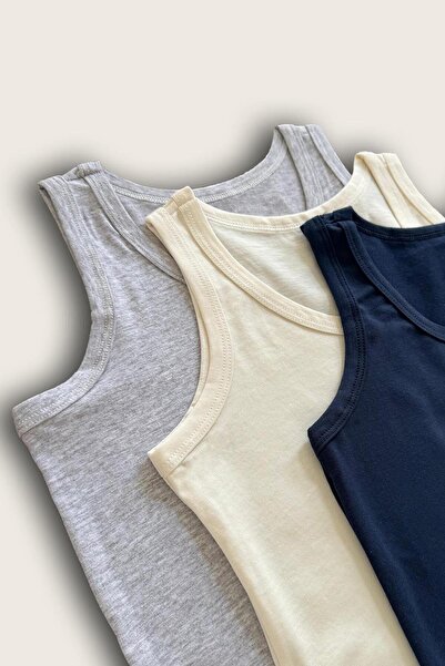 Sensu Boy's Mixed Colors Cotton 3-Piece Thick Strap Undershirt - Kids-Atl500