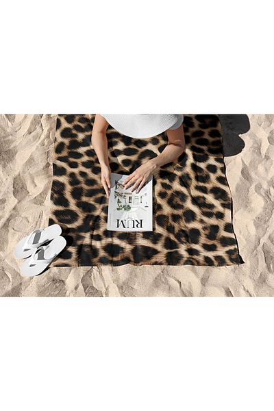 ASDİVA Leopard Pattern Digital Printed Beach Towel 75X150