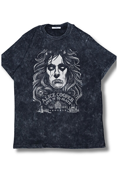 Fuddy Moda Tricou oversize vintage unisex cu imprimeu Alice Cooper - Rock-Met...
