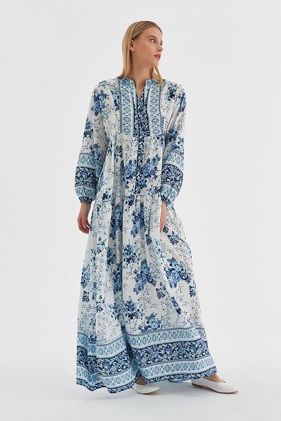 MARKALİSTE Rochie cu model autentic albastru