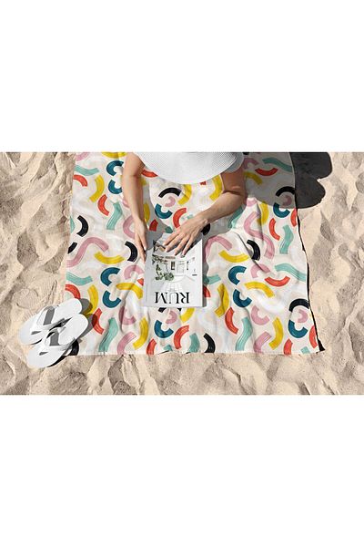 ASDİVA Colorful Geometric Pattern Digital Printing Beach Towel 75X150