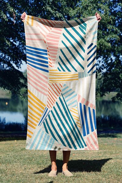 ASDİVA Colorful Line Pattern Digital Printing Beach Towel 75X150