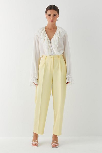 MARKALİSTE Pocket Detailed Straight Cut Trousers Yellow