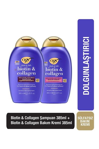 OGX Biotin and Collagen Sulfate-Free Shampoo + Hair Care Cream - Plumping 385 ml