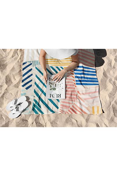 ASDİVA Colorful Line Pattern Digital Printing Beach Towel 75X150
