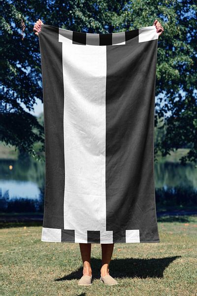 ASDİVA Square Line Pattern Digital Printing Beach Towel 75X150