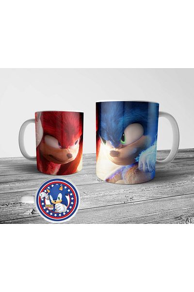 Pixxa Sonic 2 - the Hedgehog Hedgehog Bottom Patterned Mug Cup Model 3