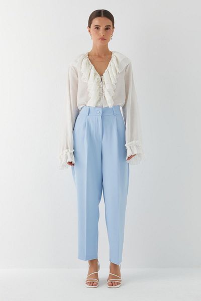 MARKALİSTE Pocket Detailed Straight Cut Trousers Baby Blue