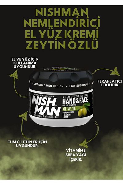 NISHMAN Olive Extract Shea Butter Supported Hand Face Skin Care Cream - 300 ml