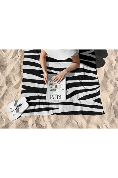 ASDİVA Zebra Pattern Cotton Content Beach Towel 75X150