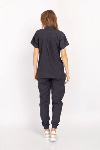 Nur Medikal Giyim Antracit Color Snap Fastener Guler Soft Lycra Doctor, Asistentă, Spital, Costum de turneu