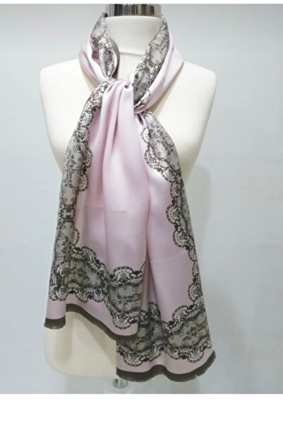 VİZYON Arsima Pembe %100 Simli Saf Ipek Şal Fular
