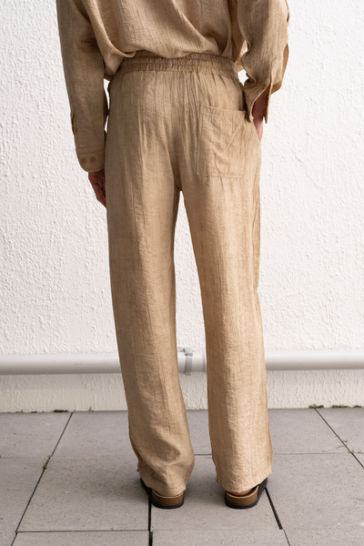 GIESTO Beige Pants with Relaxed Cut Effect
