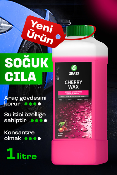 GRASS Araba Cilası Cherry Hızlı Parlatıcı Oto Wax 1000ml – Su İtici, Anında P...