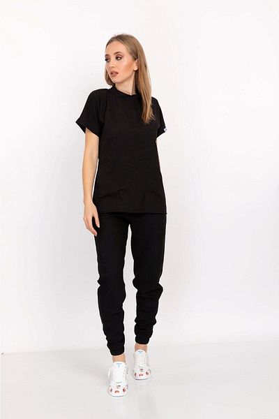Nur Medikal Giyim Culoare neagră Snap Fastener Guler Soft Lycra Doctor, Asistentă, Spital, Costum de turneu