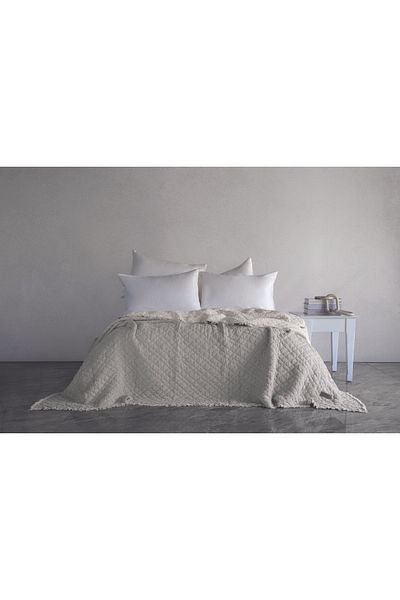 Dantela Cedric Polyester Filled Washable Bedspread - Light Gray