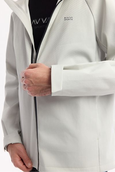 Avva Men's Light Gray Hooded Collar Windproof Lightweight Coat A51Y6035