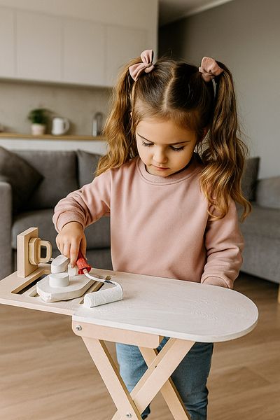 Hedef Ahşap Wooden Foldable Toy Ironing Board Set – DIY Paintable – Children's Developmental Toy