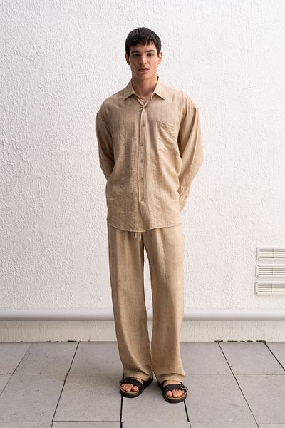 GIESTO Beige Pants with Relaxed Cut Effect