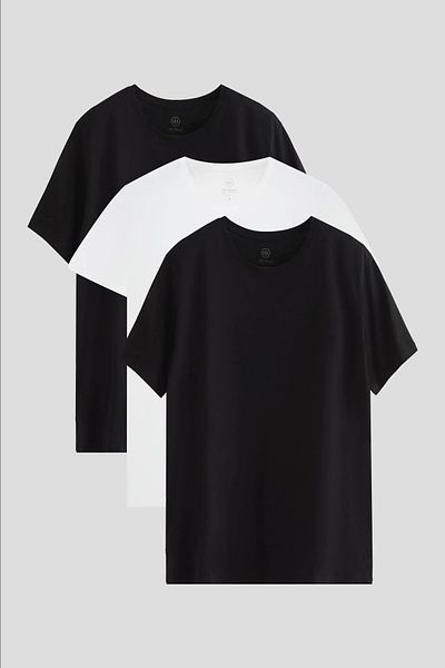 D'S Damat Μπλουζάκι Ds Damat Slim Fit Μαύρο/Λευκό 3 τεμαχίων