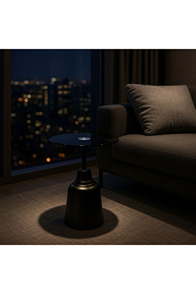 Nils Aksesuar Official Nova 57cm Metal ve Cam Yan Sehpa