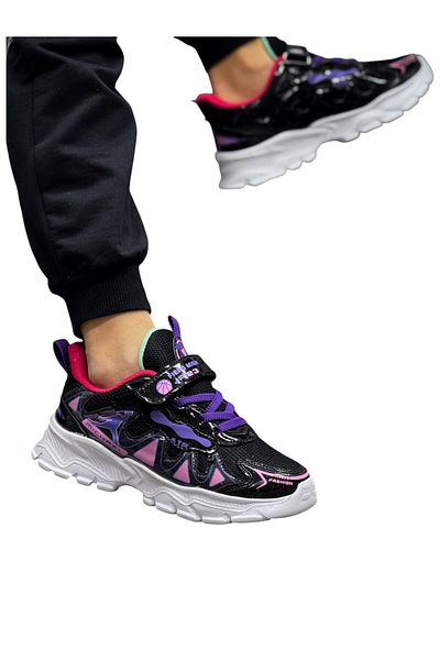 FIERO MIEN Girl's Black-Purple Daily Sports Sneaker Shoes